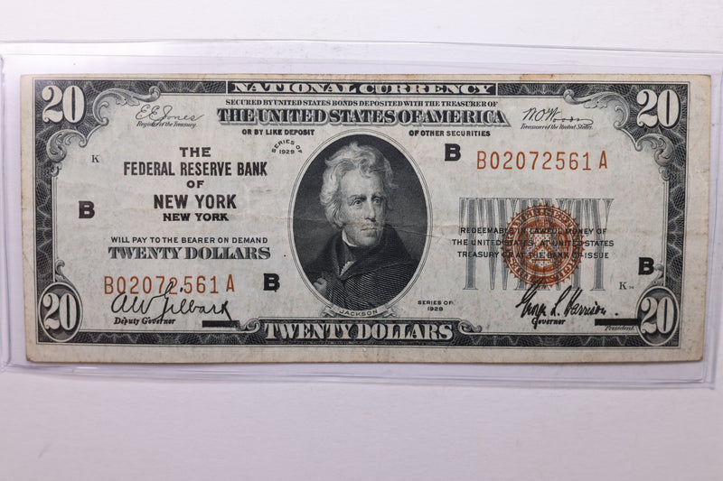 1929 National Currency., F.R.B. New York, N.Y.,  Circulated Note., Store