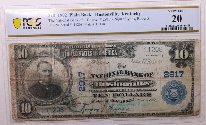 1902 $10 National., HUSTONVILLE, KY., #2917., Store #LGNB001