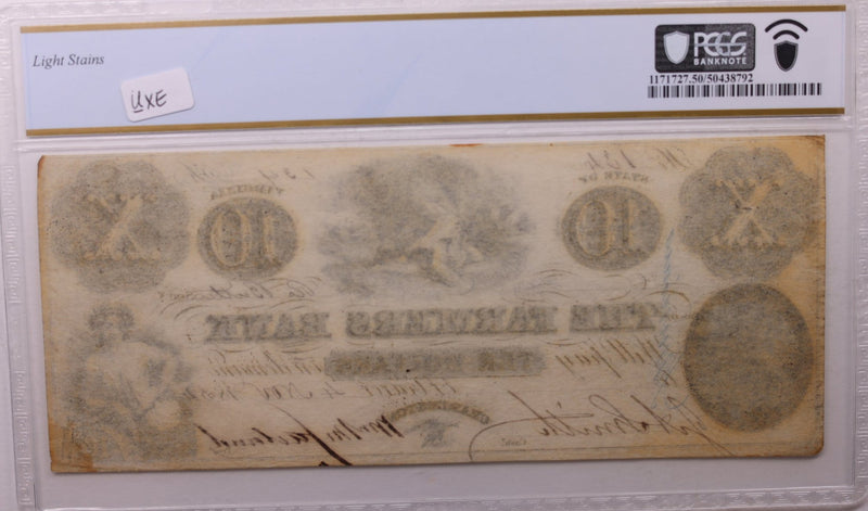 1854 $10., Farmers Bank., Charleston, VA., Obsolete.,  PCGS AU-50., Store