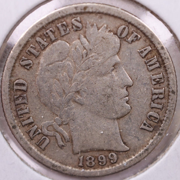 1899 Barber Silver Dime, Very Fine Circulated Coin, Store #d899.01