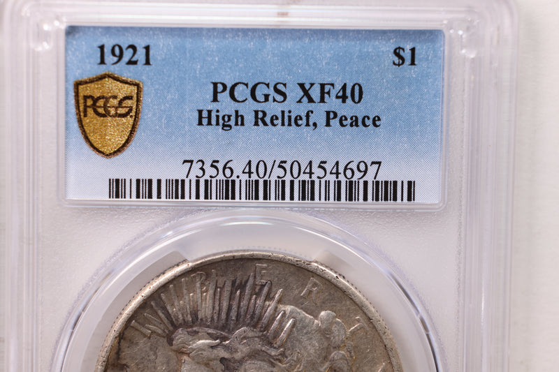 1921 Peace Silver Dollar., High Relief., PCGS XF-40., Store