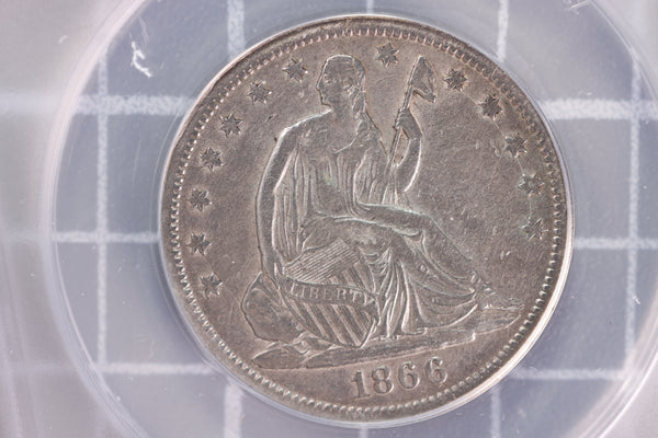 1866-S Liberty Seated Half Dollar, "MOTTO", ANACS EF-40,  Store #23070215