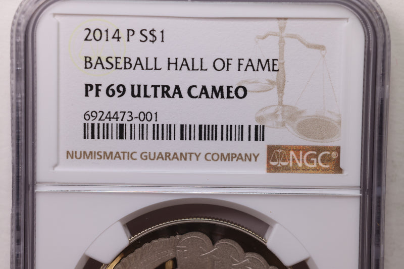 2014-P Baseball Hall of Fame., Commemorative Dollar., NGC PF-69., Store