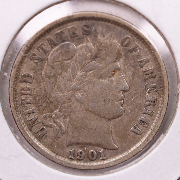 1901 Barber Silver Dime., V.F+., Store Sale #19376