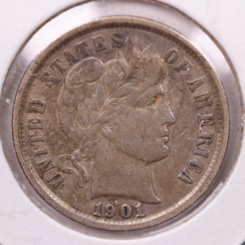 1901 Barber Silver Dime., V.F+., Store Sale