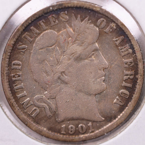 1901 Barber Silver Dime, Very Fine+, Store #d901.01