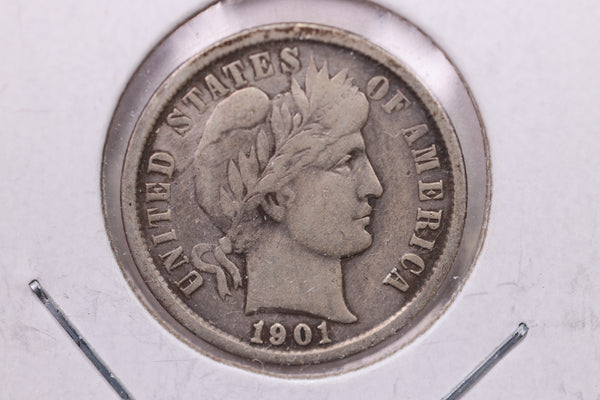 1901 Barber Silver Dime., V.F., Store Sale #19379