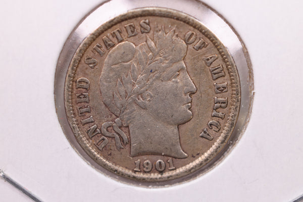 1901 Barber Silver Dime., V.F., Store Sale #19380