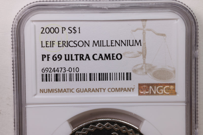 2000-P Leif Ericson Millennium., Silver Commemorative., NGC PF-69., Store