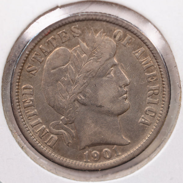 1901-O Barber Silver Dime., V.F+., Store Sale #19384