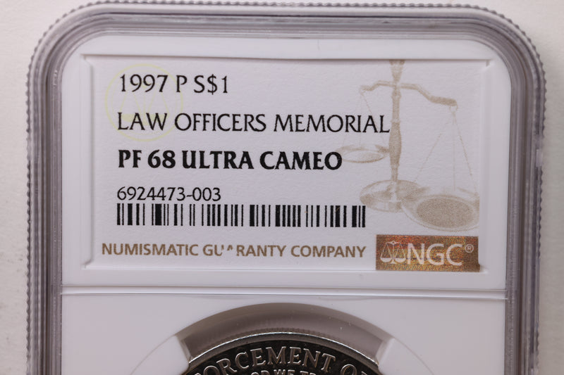 1997-P., Law Officers., Silver Dollar Commemorative., NGC PF-68., Store