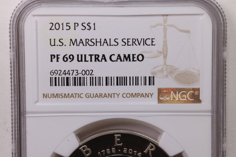 2015-P U.S. Marshals Service., Silver Dollar Commemorative., NGC PF-69., Store