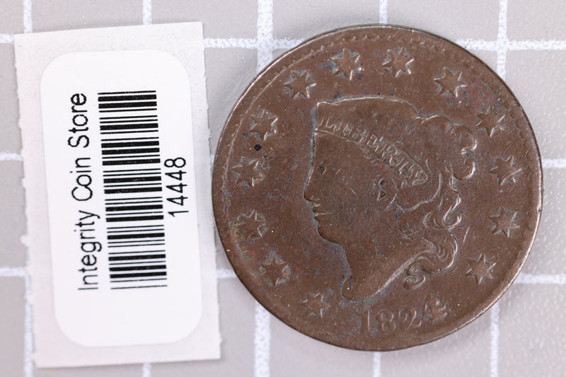 1824 Large Cent, Affordable Circulated Coin, Store Sale