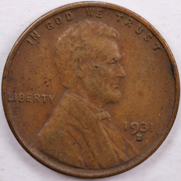 1931-S Lincoln Wheat Cent, Very Fine+ Circulated Coin, Store #CT0052