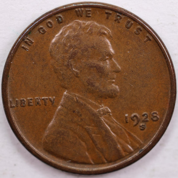 1928-S Lincoln Wheat Cent, Extra Fine Circulated Coin, Store #CT0065