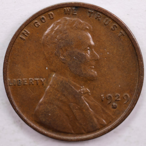 1929-D Lincoln Wheat Cent, Extra Fine Circulated Coin, Store #CT0070