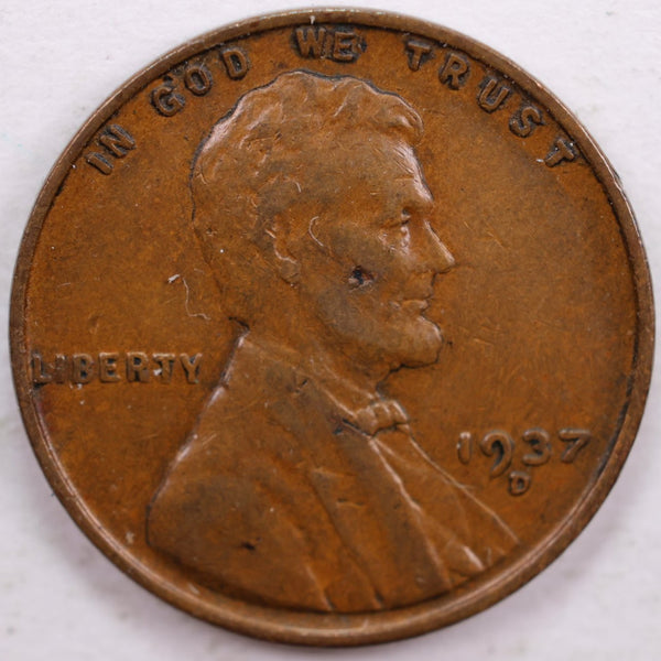 1937-D Lincoln Wheat Cent, Extra Fine Circulated Coin, Store #CT0080