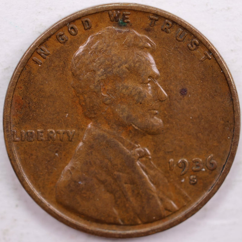 1936-S Lincoln Wheat Cent, Extra Fine Circulated Coin, Store