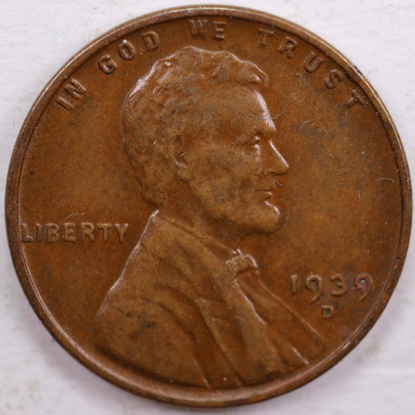 1939-D Lincoln Wheat Cent, Extra Fine Circulated Coin, Store #CT0084