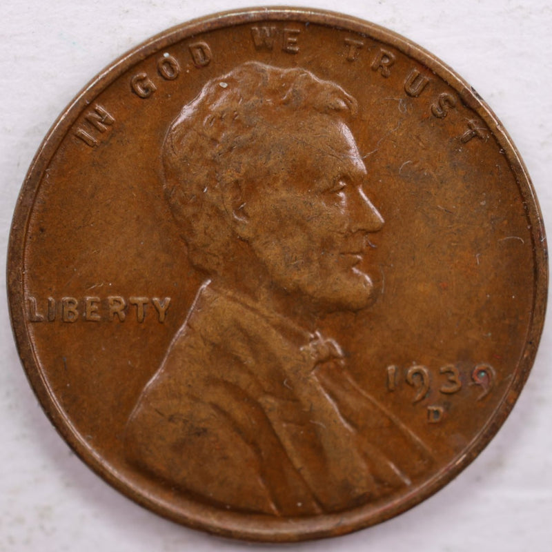 1939-D Lincoln Wheat Cent, Extra Fine Circulated Coin, Store