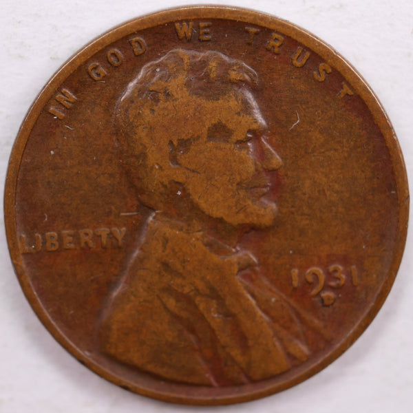 1931-D Lincoln Wheat Cent, Fine Circulated Coin, Store #CT0088