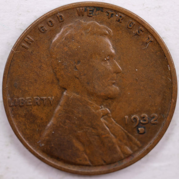 1932-D Lincoln Wheat Cent, Very Fine Circulated Coin, Store #CT0091