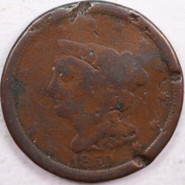 1850 Braided Hair Half Cent, Good Circulated Coin, Store #HT0001