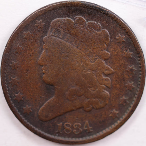 1834 Classic Head Half Cent, Very Fine Circulated Coin, Store #HT0007