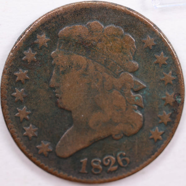 1826 Classic Head Half Cent, Fine Circulated Coin, Store #HT0008