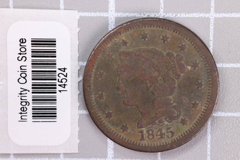 1845 Large Cent, Affordable Circulated Coin, Store Sale