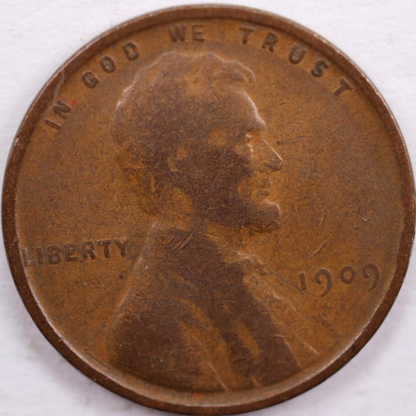 1909 Lincoln Wheat Cent, Very Good Circulated Coin, Store #CT0095