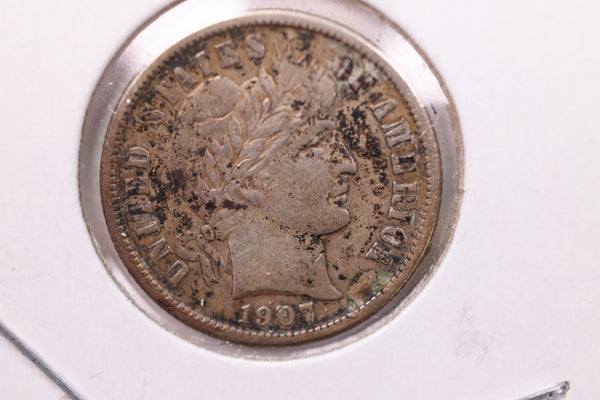 1907 Barber Silver Dime., V.F+., Store Sale #19495