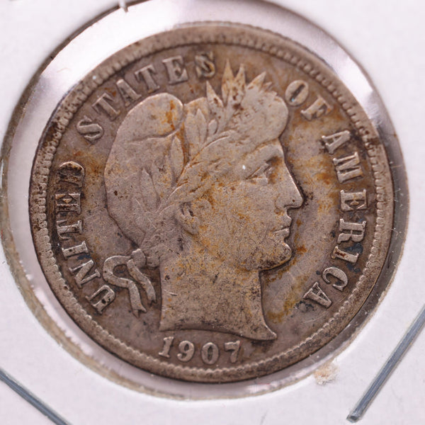 1907-D Barber Silver Dime., V.F+., Store Sale #19502