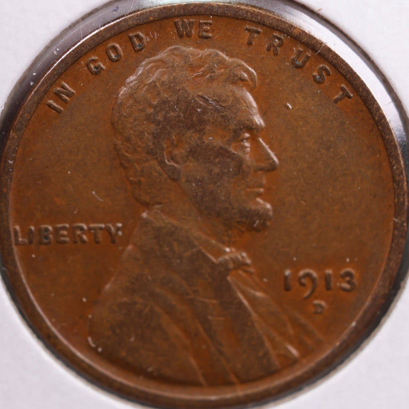 1913-D Lincoln Wheat Cent, Very Fine+ Circulated Coin, Store