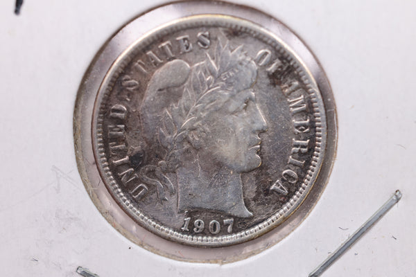 1907-S Barber Silver Dime., V.F+., Store Sale #19509