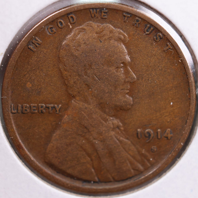 1914-S Lincoln Wheat Cent, Fine+ Circulated Coin, Store