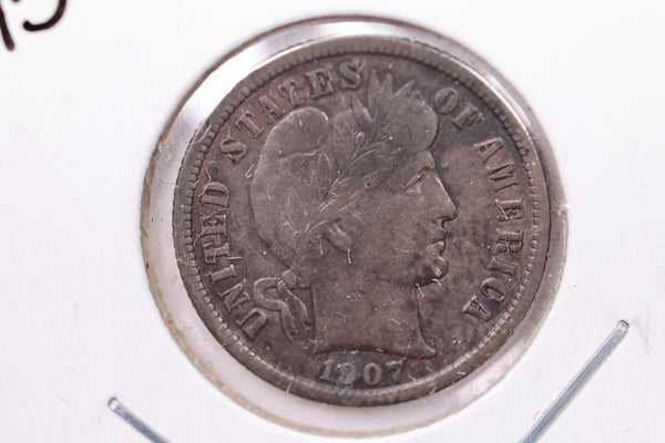 1907-S Barber Silver Dime., V.F+., Store Sale #19510