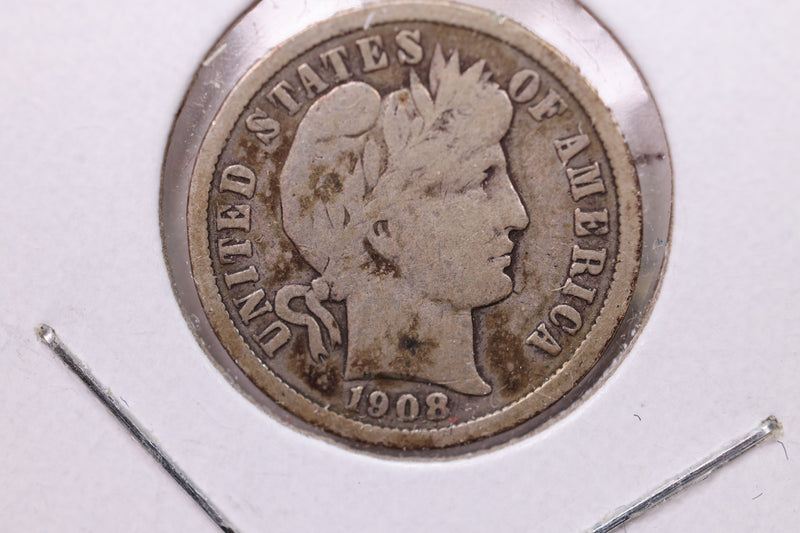 1908-D Barber Silver Dime., Fine., Store Sale