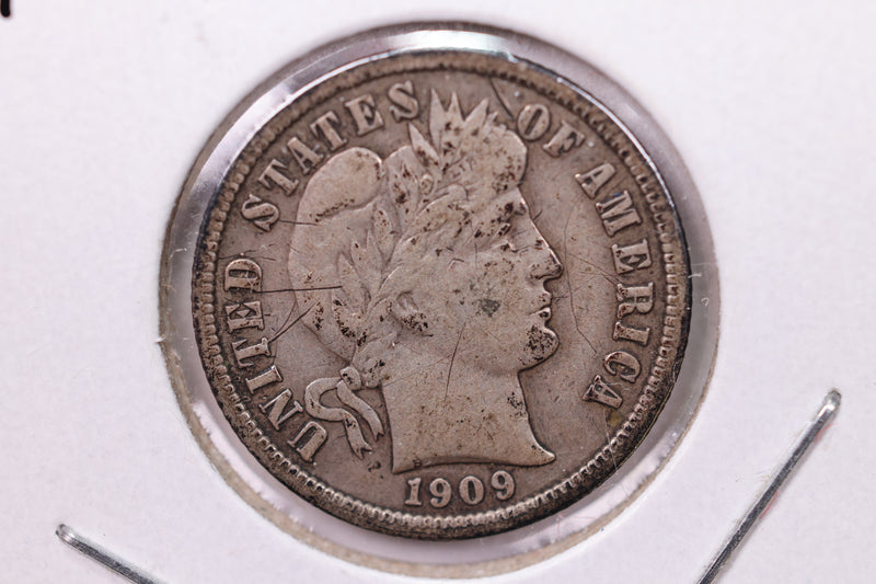 1909 Barber Silver Dime., V.F., Store Sale