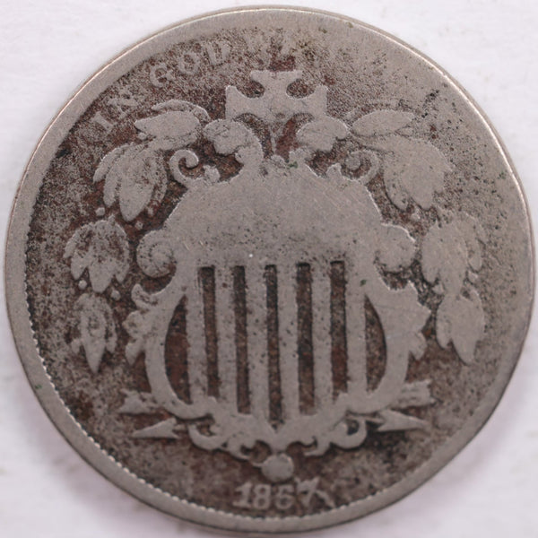 1867 Shield Nickel, Fair Circulated Coin, Store #NL003