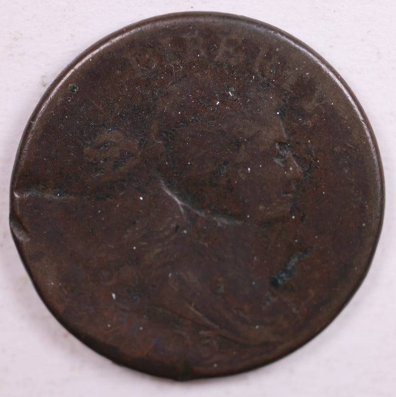 1803 Draped Bust., Large Cent., Fine Details Coin., Store Sale