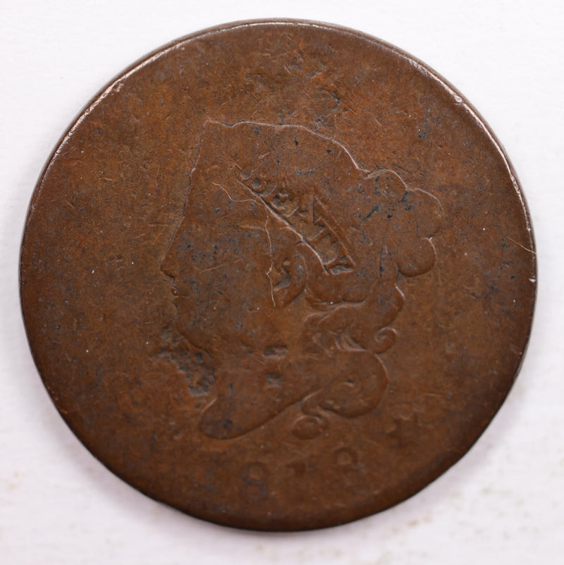 1818 Matron Head., Large Cent., About Good Detailed Coin., Store Sale