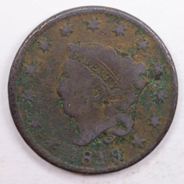 1819 Matron Head., Large Cent., Very Good Detailed Coin., Store Sale #CT0023