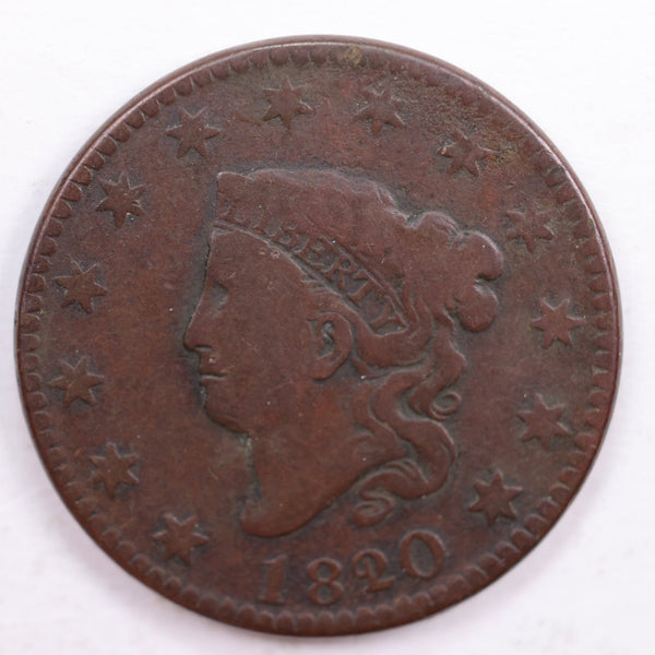 1820/19 Matron Head., Large Cent., Fine Circulated Coin., Store Sale #CT0024