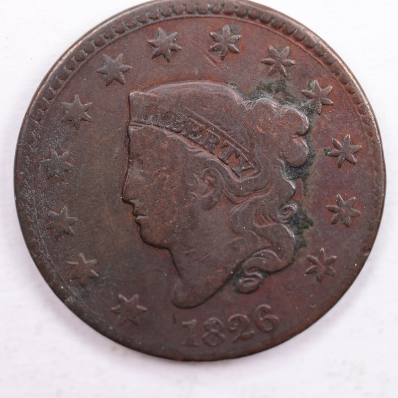 1826 Matron Head., Large Cent., Fine Circulated Coin., Store Sale