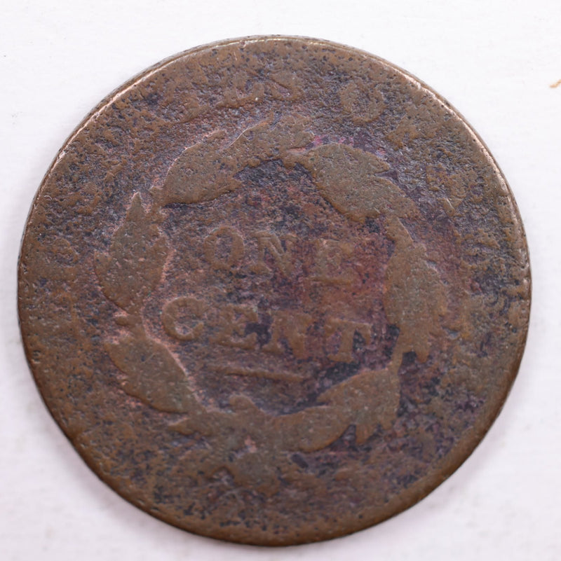 1827 Matron Head., Large Cent., About Good Details., Circulated Coin., Store Sale