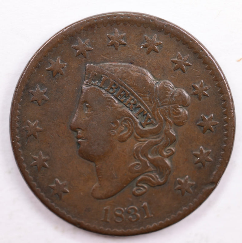 1831 Matron Head., Large Cent., Very Fine+., Circulated Coin., Store Sale