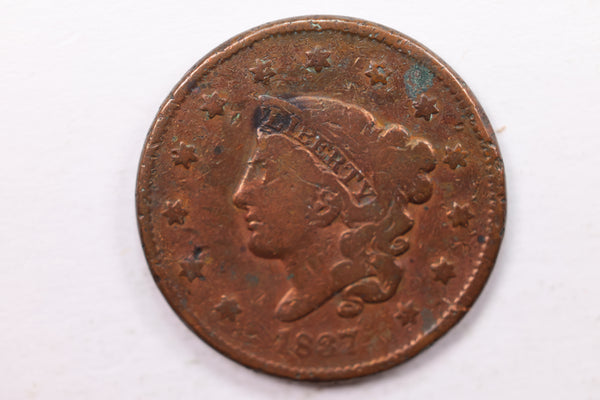 1837 Matron Head., Large Cent., Very Good Details., Circulated Coin., Store Sale #CT0035