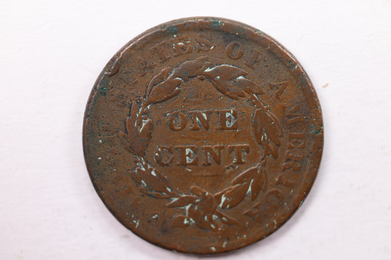 1837 Matron Head., Large Cent., Very Good Details., Circulated Coin., Store Sale