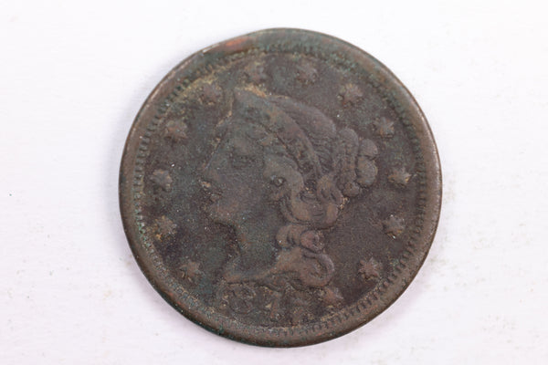 1847 Braided Hair., Large Cent., Very Good Detail., Circulated Coin., Store Sale #CT0044